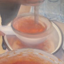 Domi lekvárt főz - Tartósított pillanatok 2. (olaj, vászon 50×70, 2016)