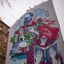 Jókai tűzfalfestmény