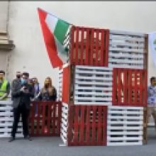 Őrtornyot építettek az SZFE hallgatói az ITM elé