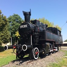 Köztéri festmény az Alsóörs-Veszprém vasútvonalról