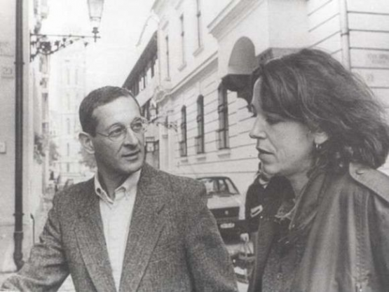Lieve Joris és Nádas Péter 1989-ben a Várban