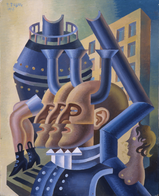 Fortunato Depero: Fejek és csövek, 1945.