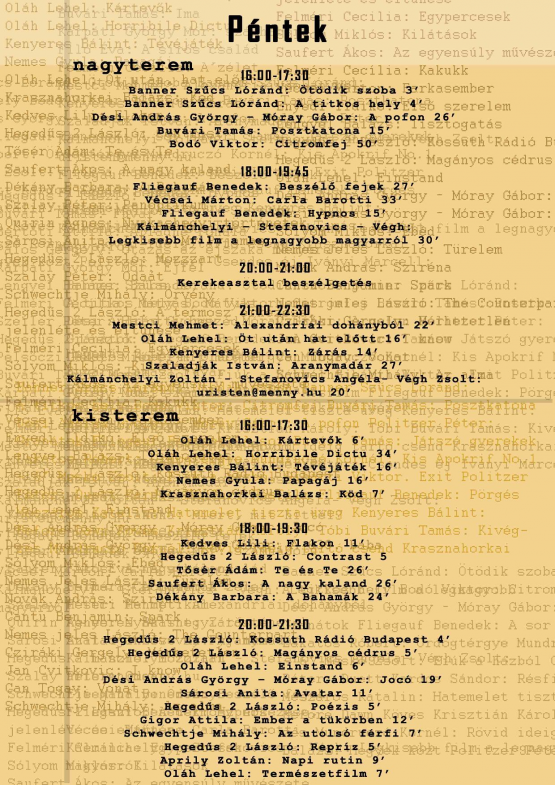 Inforg napok a budapesti Toldi moziban - pénteki program