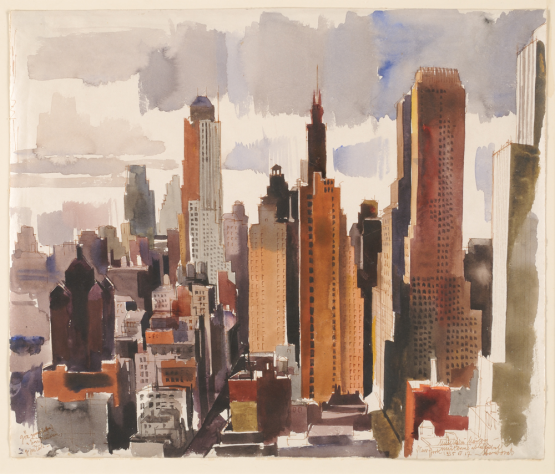 Aba-Novák Vilmos: New York Munkácsi Márton műterme ablakából (1935).
