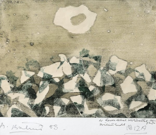 Bálint Endre: Ibiza I. papír, tempera, monotípia, 1959