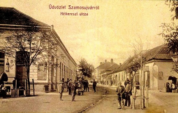 Szamosújvári képeslap, utcarészlet  (századelő)