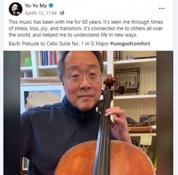 Yo-Yo Ma otthonában Bach G-dúr csellószvitjét játssza