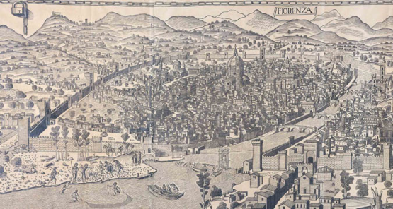 15. század végi ism. mester után - Firenze látképe - Láncos térkép, Firenze, Kunsthistorisches Institut
