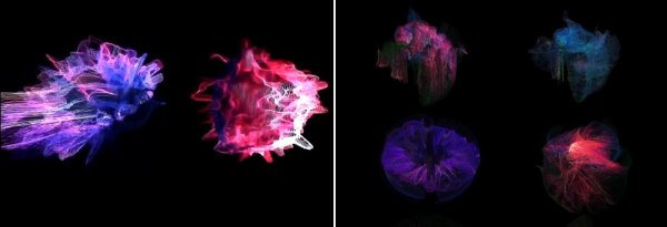 két kiragadott állókép a Gyenes Zsolt - Nagy Ákos – Murmuration című realtime műből